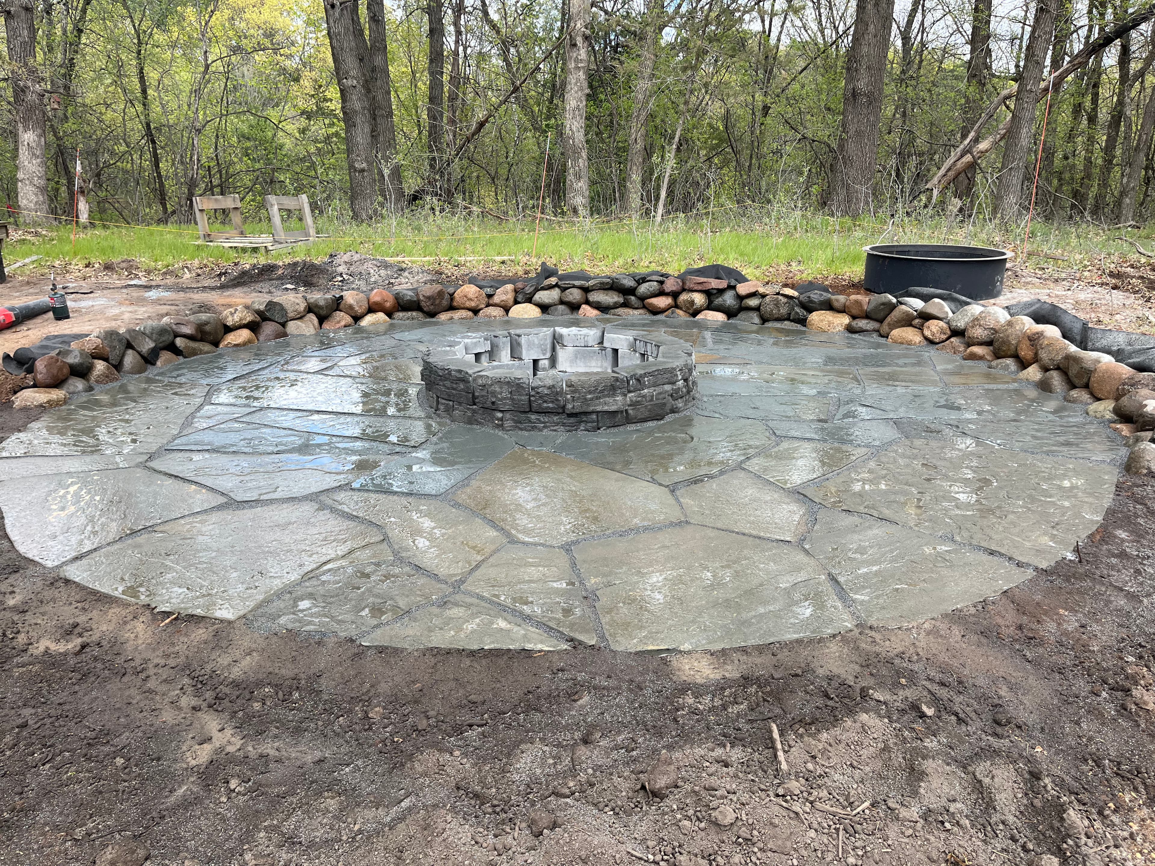 Project Boulder Walls, Flagstone Patio and Fire Pit Build in Afton image