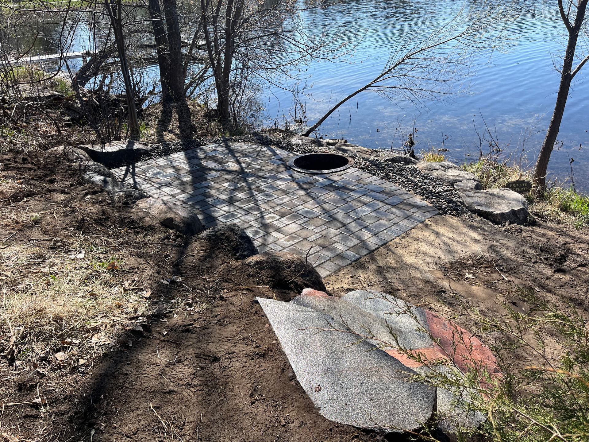 Gallery photos for Boulder Wall and Paver Patio Right on the Water in White Bear Lake: Image #1