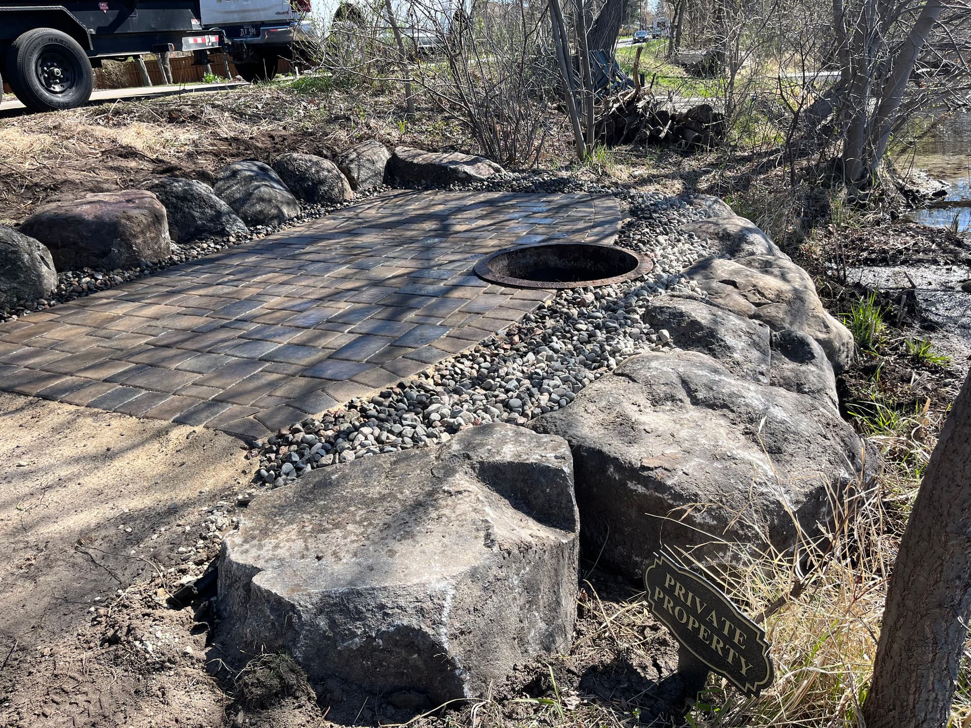 Boulder Wall and Paver Patio Right on the Water in White Bear Lake image