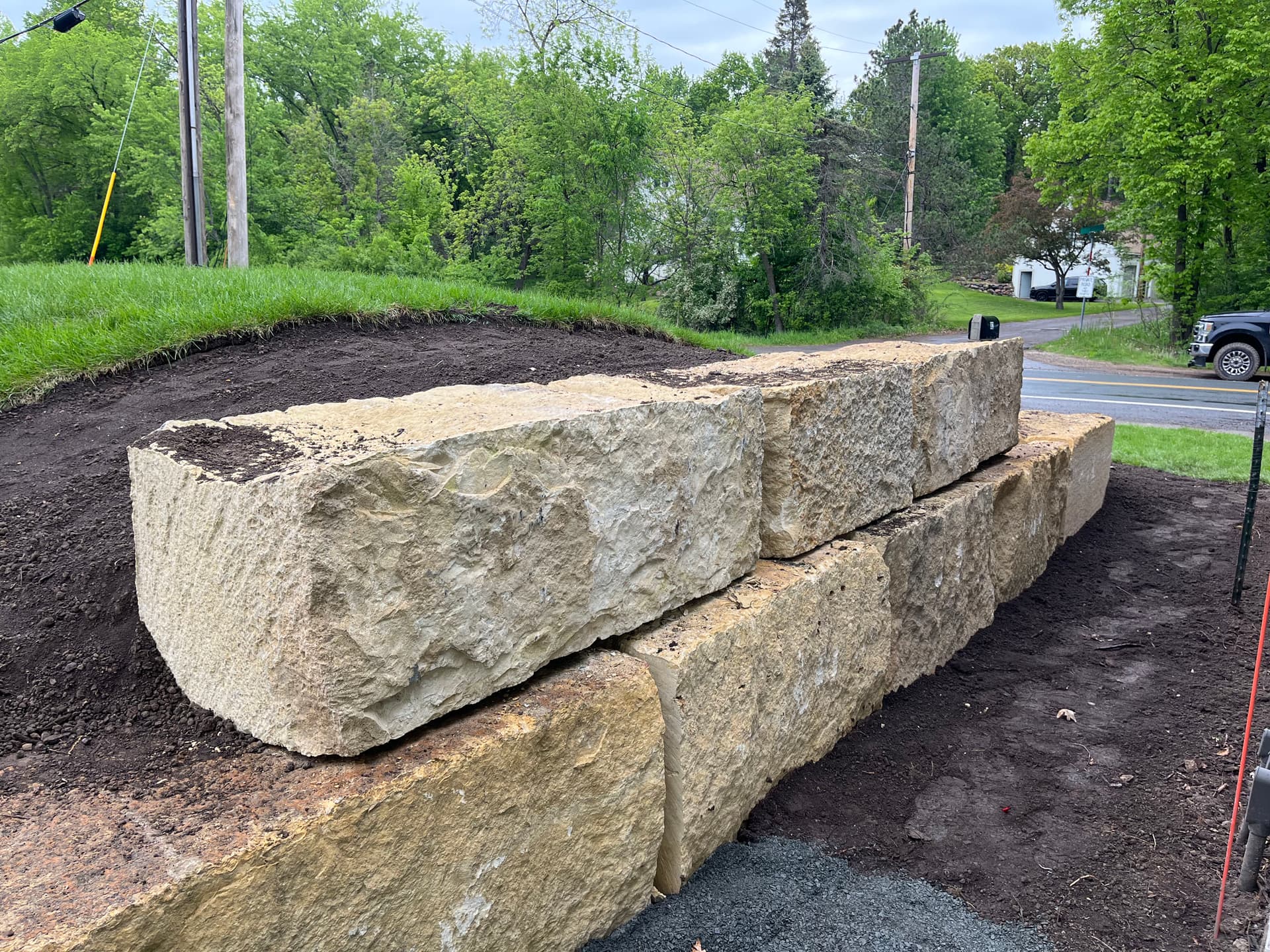 Gallery photos for Limestone Boulder Retaining Wall Frames a Septic Mound in Dellwood: Image #2