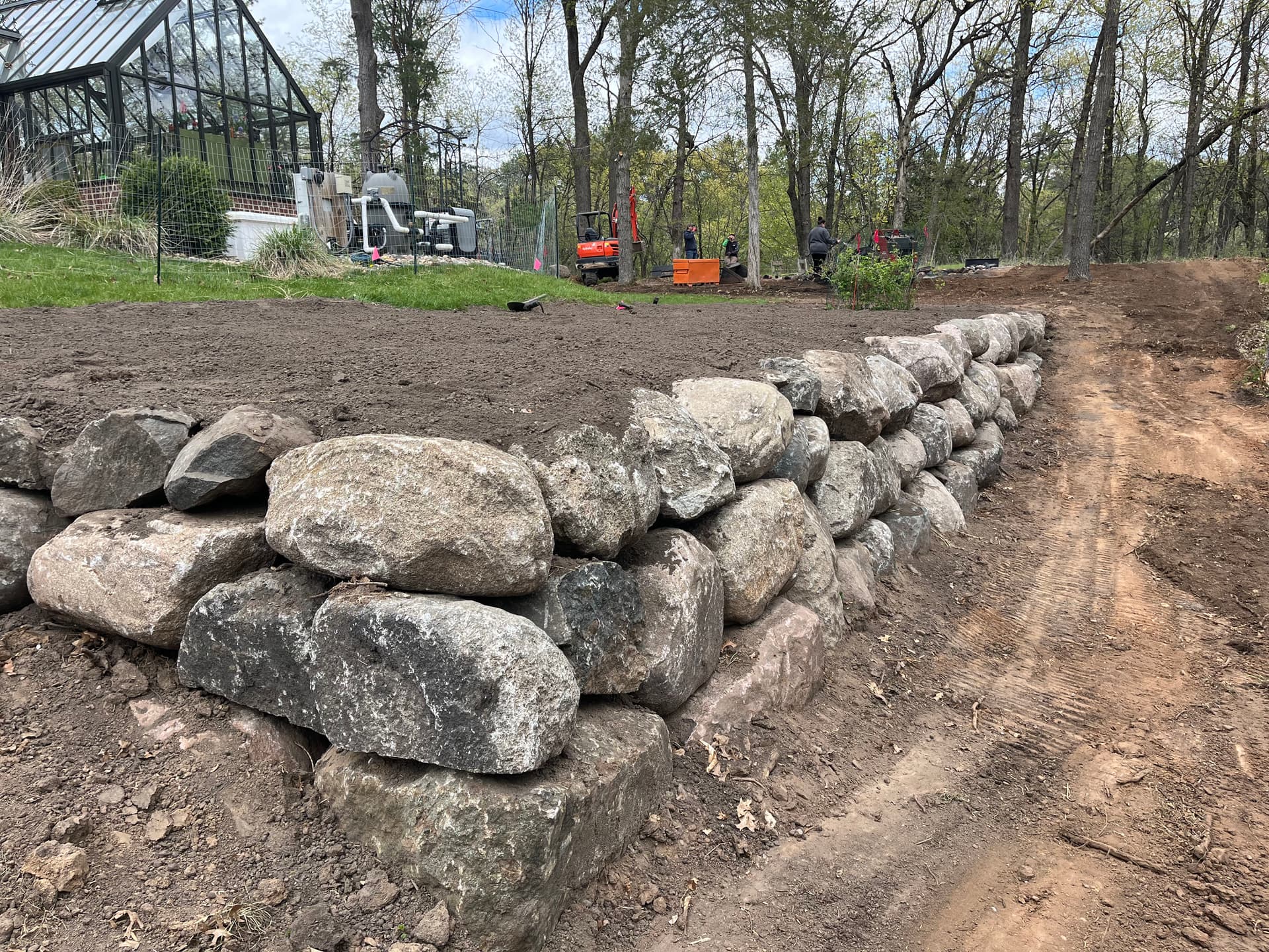Gallery photos for Boulder Walls, Flagstone Patio and Fire Pit Build in Afton: Image #1