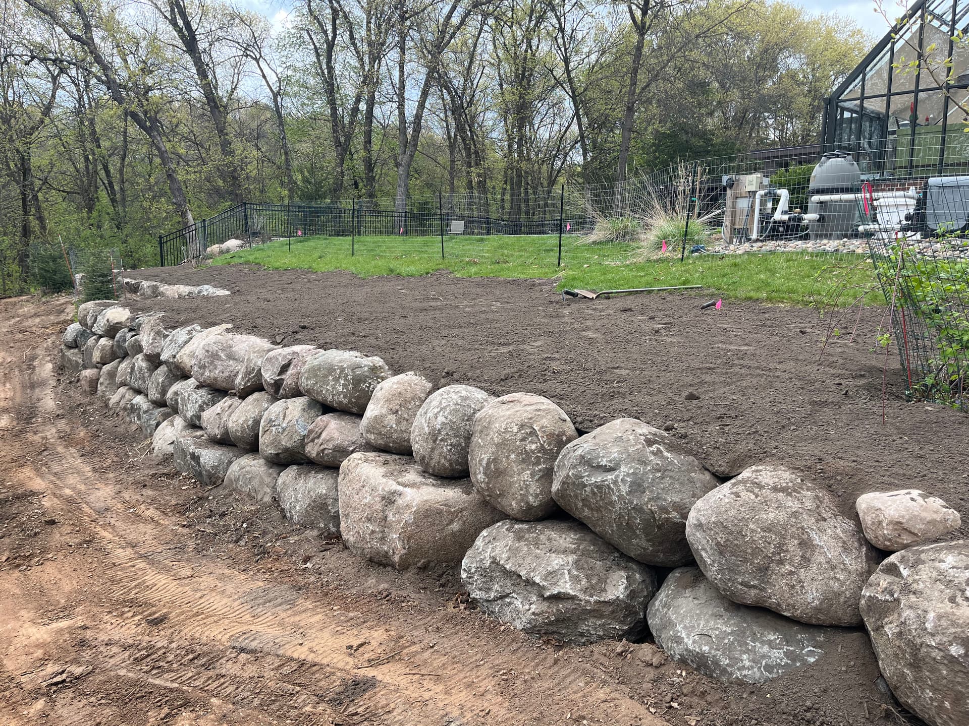 Gallery photos for Boulder Walls, Flagstone Patio and Fire Pit Build in Afton: Image #2